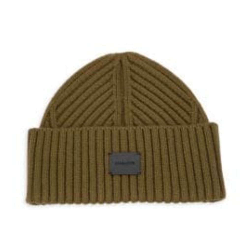 All Saints Ribbed Cuff Beanie Unisex Olive Green